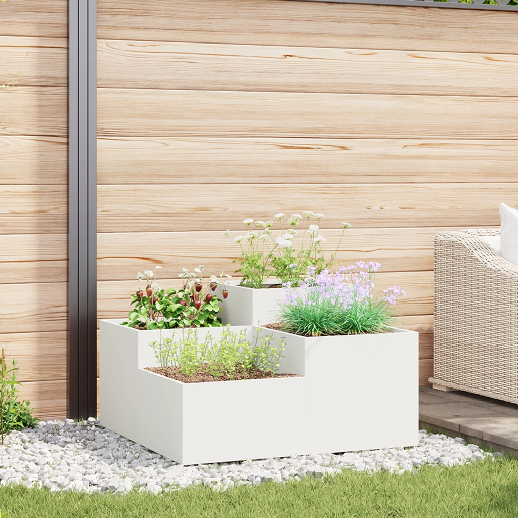 Fioriera da Giardino 80x80x48 cm Acciaio Bianco