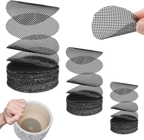 Panno di protezione per piante in plastica, 150 pezzi, per schermi di drenaggio, fondo respirante per vaso, in nero