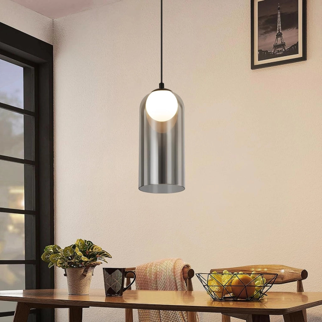 Lampada a sospensione ZMH per sala da pranzo nera 1 fiamma G9 in vetro vintage per camera da letto