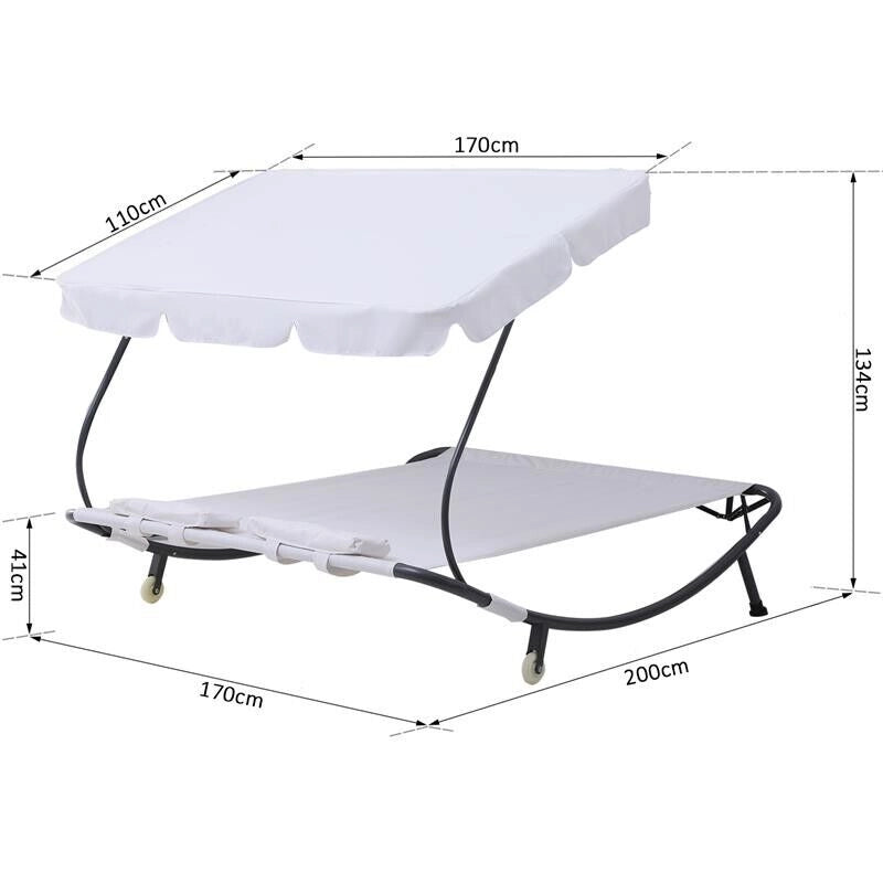 LETTINO PRENDISOLE MATRIMONIALE CON TETTUCCIO REGOLABILE 200X173X155CM CREMA