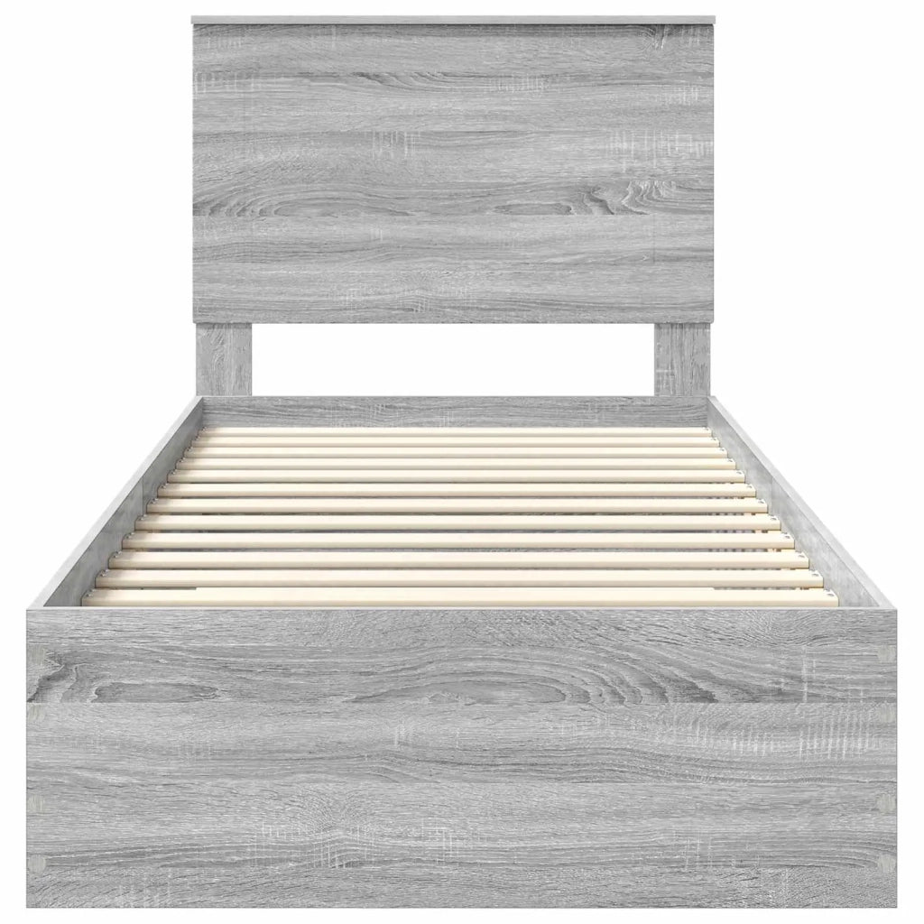Struttura del letto-Giroletto Grigio Sonoma e Argento 75 x 190 cm 805598