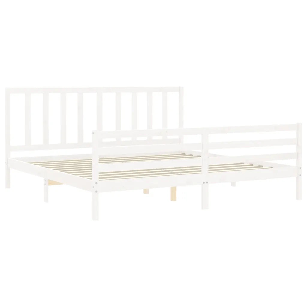 Giroletto senza Materasso-Struttura Letto Bianco 200x200 cm Legno Massello Pino 906794