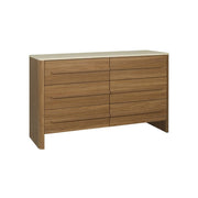 Cassettiera decorativa in legno ed effetto travertino 6 cassetti, noce