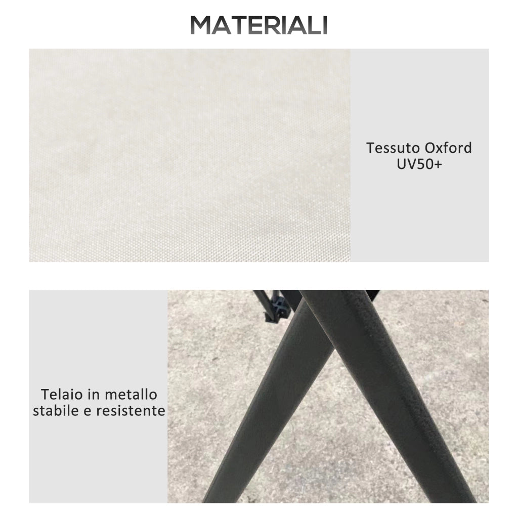 Gazebo Pieghevole 4x4 m ad Altezza Regolabile con Zanzariera e Borsa in Metallo e Tessuto Oxford Crema