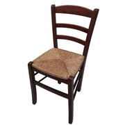 SEDIA IN LEGNO COLORE NOCE 45×45×85 CM MODELLO PAESANA CON SEDUTA IN PAGLIA GREZZA E SCHIENALE ALTO