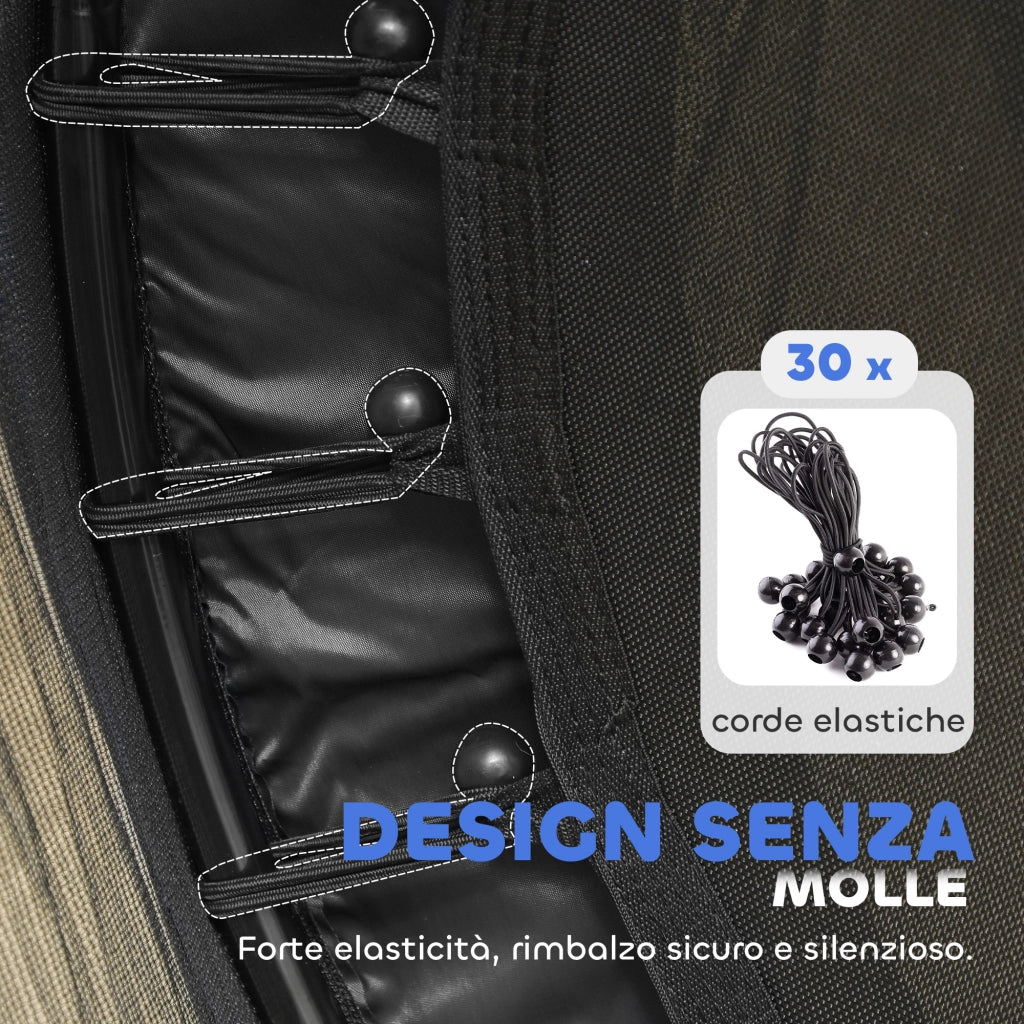 Tappeto Elastico per Bambini con Rete di Sicurezza e Pali Imbottiti Et¨¤ 3-10 Anni, ?140 x 190 cm, Nero