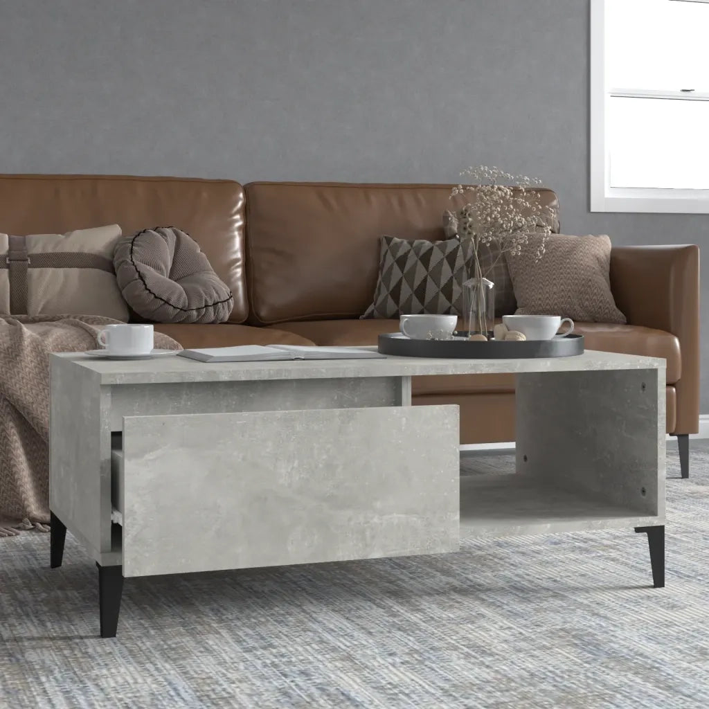 Tavolino salotto | Tavolino da caff¨¨ | Tavolino da Soggiorno Grigio Cemento 90x50x36,5 cm Legno Multistrato