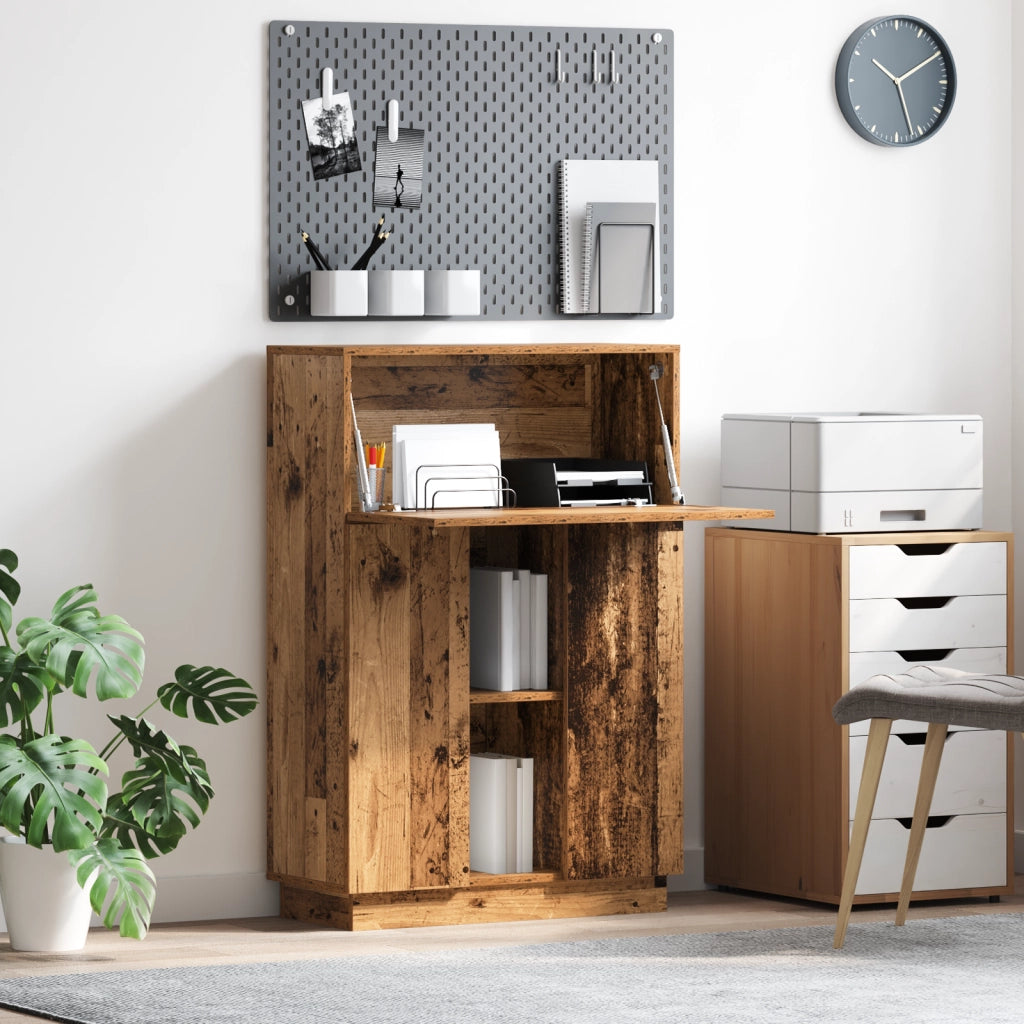 Scrivania Marrone Legno Invecchiato Legno Ingegnerizzato Media