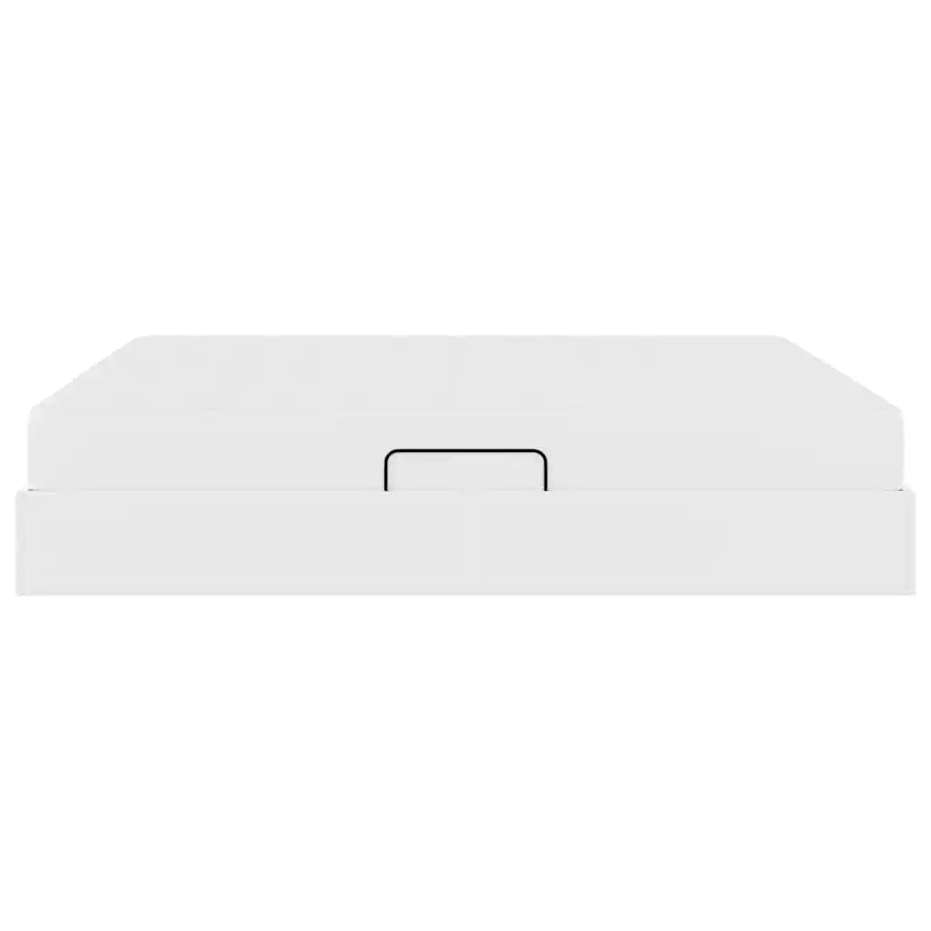Letto con contenitore e materasso 2 pcs Bianco Pelle