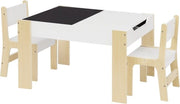 Casa per Bambini con 2 Sedie - Mobili per Bambini, Tavolo, Piccolo Tavolo - Per Bambini in Età Prescolare, Pre Scuola e Scuola - MDF e Legno Massello - Bianco e Legno Bianco Chiaro