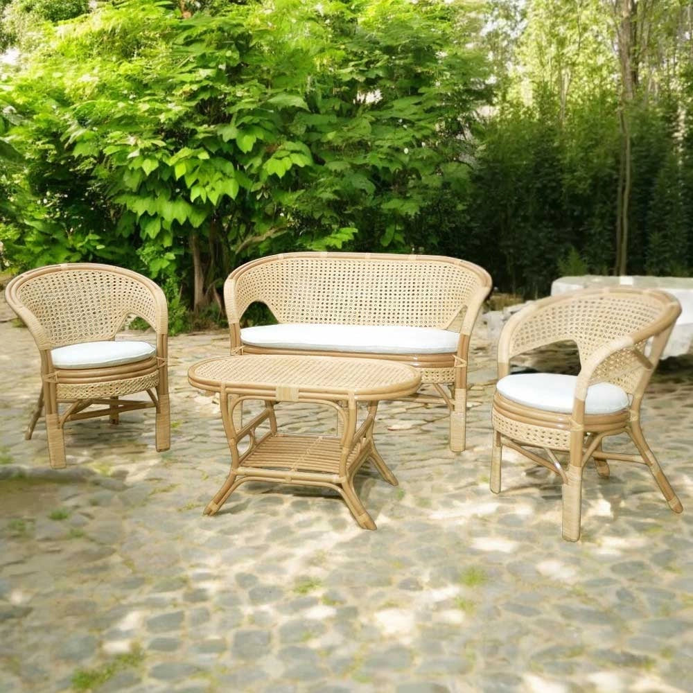Salotto Amanda 1 Divanetto 2 poltrone 1 Tavolino in banbù intrecciato vienna