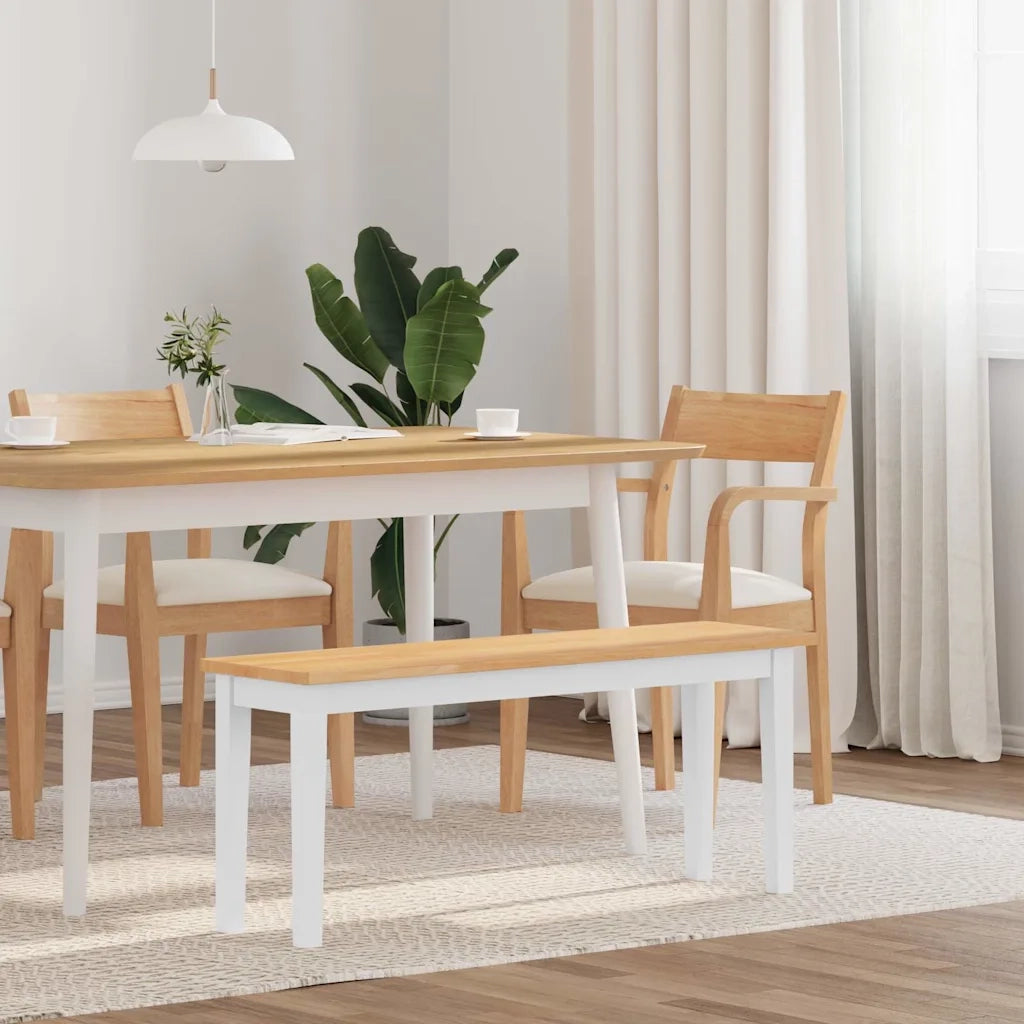 Panca 110 cm Bianco in Legno Massello di Hevea 4102607