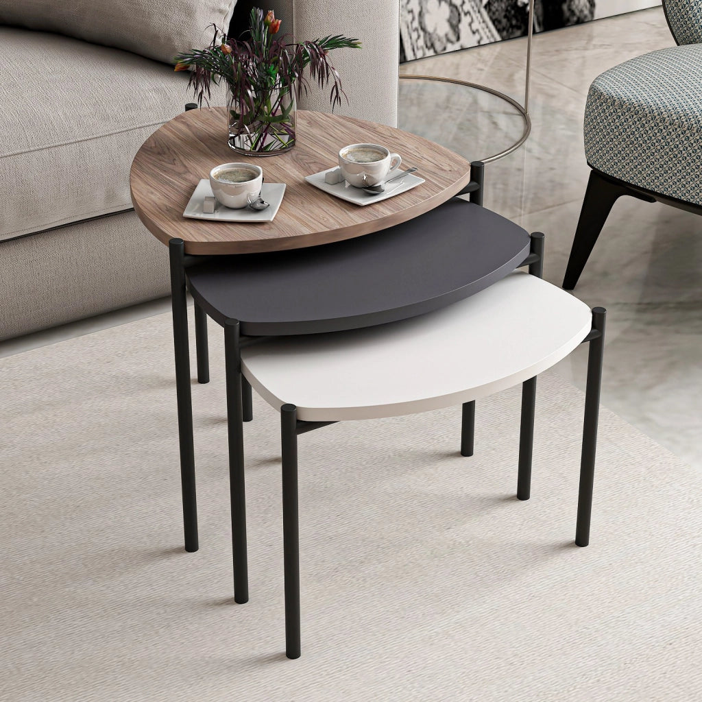 Set di 3 tavolini "Lenny" in legno - 45 x 45 x 45 cm - Multicolore
