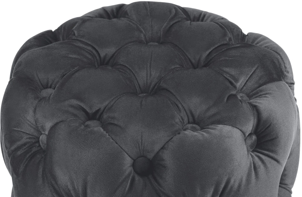 Pouf Drancy in velluto trapuntato grigio scuro,M
