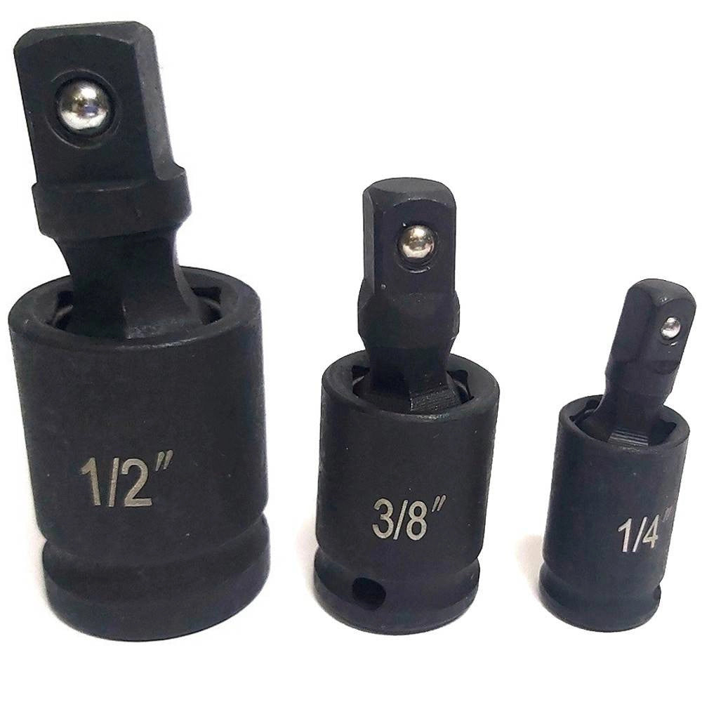 Trade Shop - Adattatore Chiave Bussola Cricchetto Set 3pz Riduttori 1/2 1/4 3/8 Snodo Sferico -