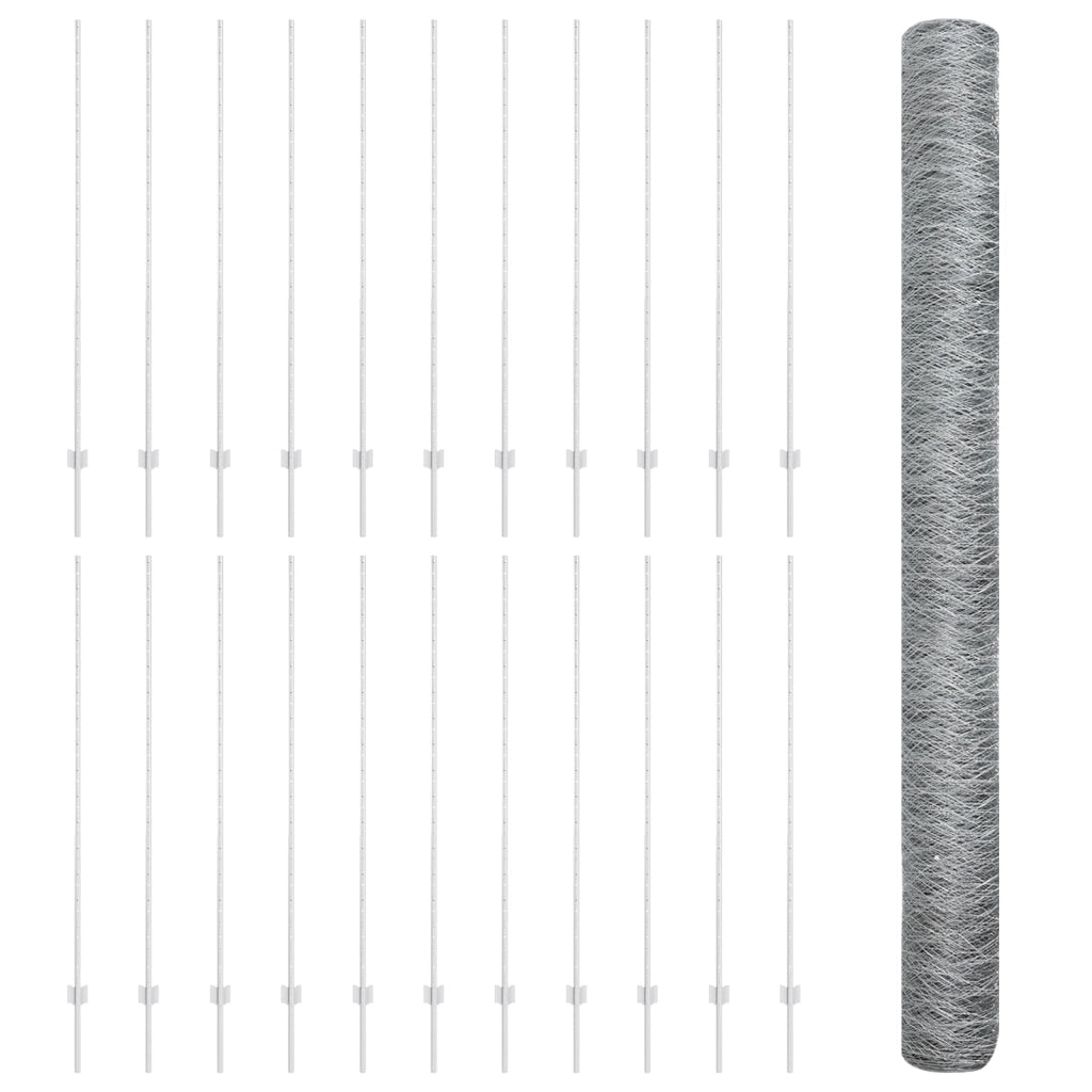 Pali di recinzione  22 pezzi U-Channel 150 cm Acciaio zincato