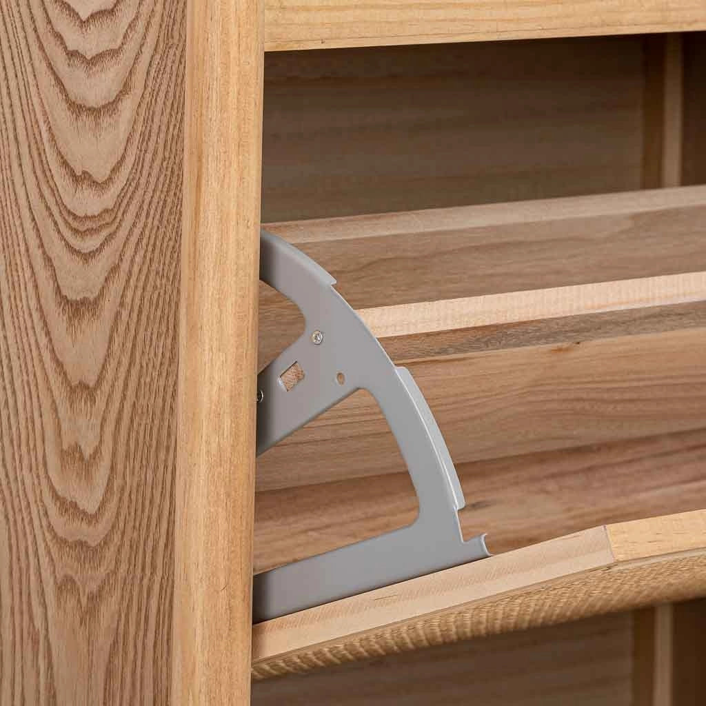 Scarpiera in legno e rattan marrone 70x32x120h cm
