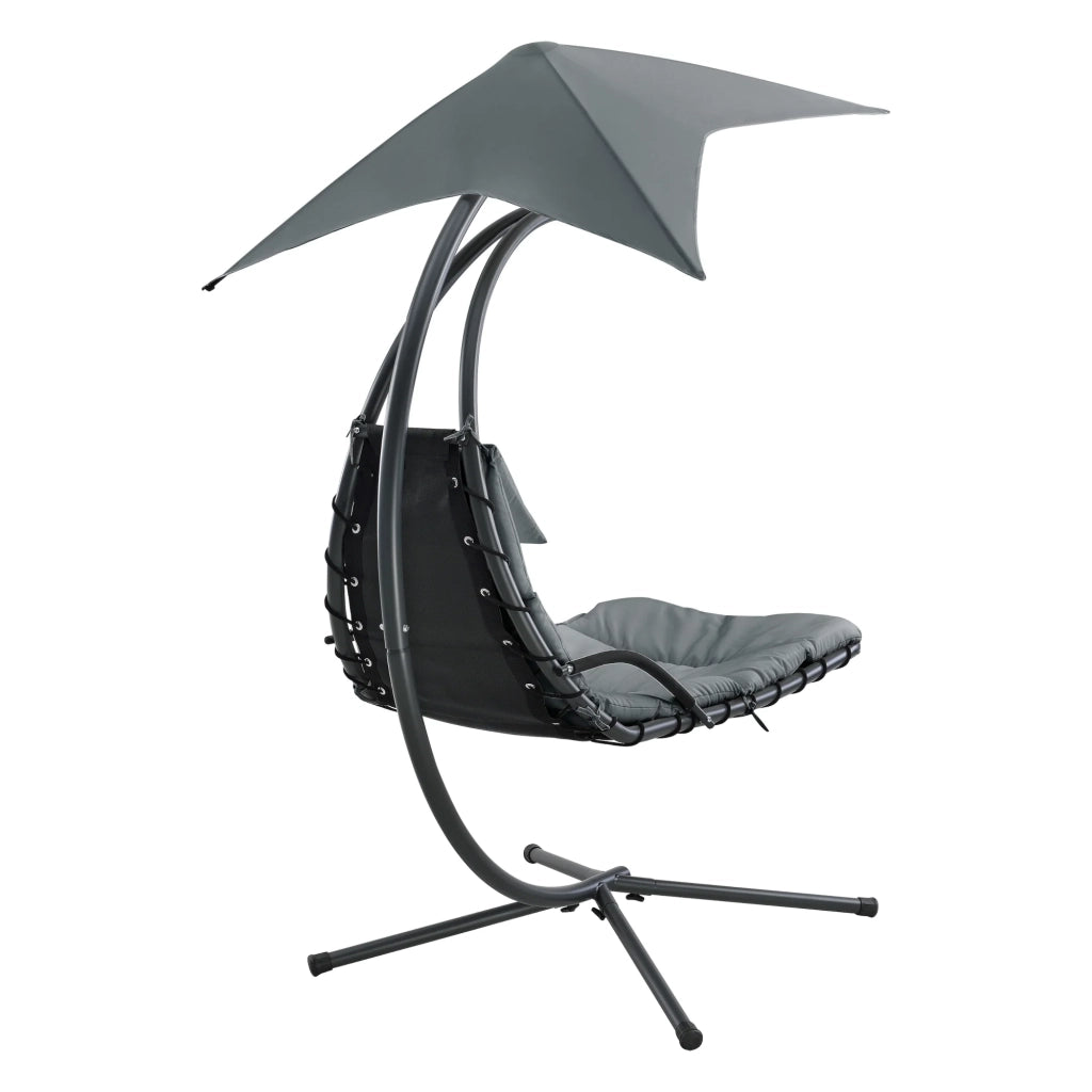 Lettino prendisole sospeso con supporto 166 x 116 x 210 cm nero/grigio 03_0006399