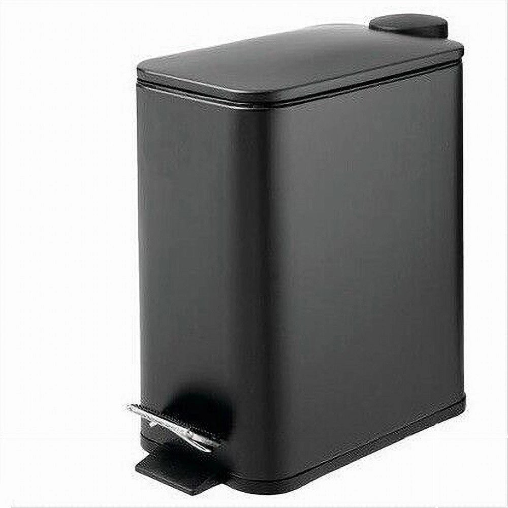 Trade Shop - Pattumiera In Acciaio Pedale 5lt Bidone Cestino Spazzatura Rettangolo Nero 87448 -