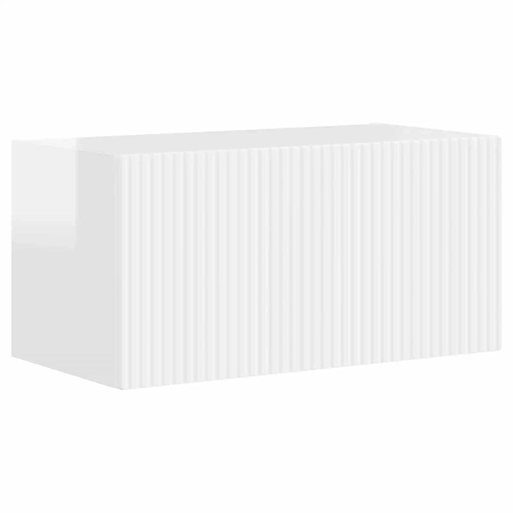 Set mobile TV 6 pz-Credenza per TV Bianco Lucido Legno multistrato 716835