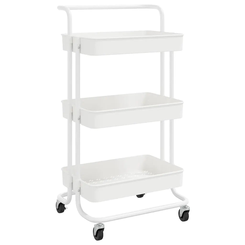 Carrello da Cucina 3 Ripiani Bianco 42x35x85 cm Ferro e ABS CFW2842933