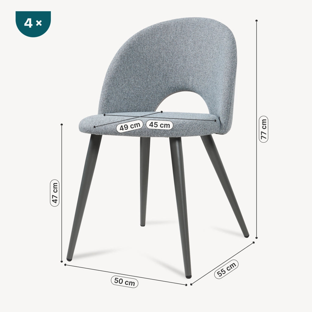 Set Karijoki di 4 Sedie Imbottite da Sala Pranzo Rivestimento in Tessuto - Grigio Scuro [en.casa]