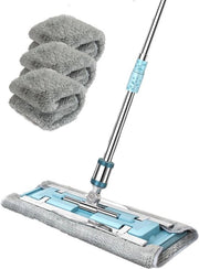 Draaischarnier metallico affidabile 360° rotante - Manico telescopico in acciaio - Morsetti di alta qualità - 3 pezzi microfibra - Per pavimenti in laminato e piastrelle.