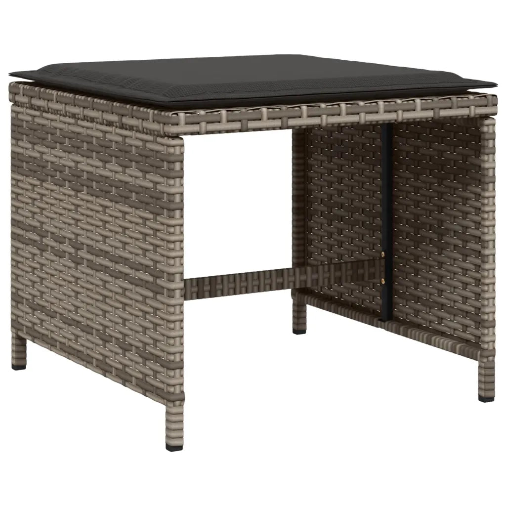 Set da Pranzo da Giardino 11pz con Cuscini in Polyrattan Grigio 3277735