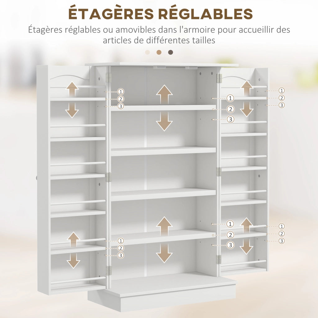 Armadio da Cucina con Ante e Ripiani ¨C Zephmum ¨C Bianco 60x30x104 cm