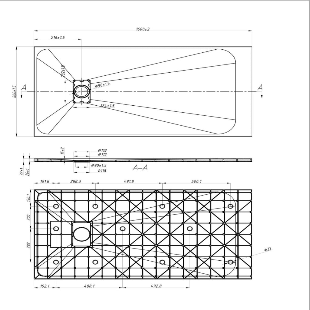 Piatto Doccia 80x160x2 6 CM Rettangolare Tortora Effetto Pietra mod. Blend