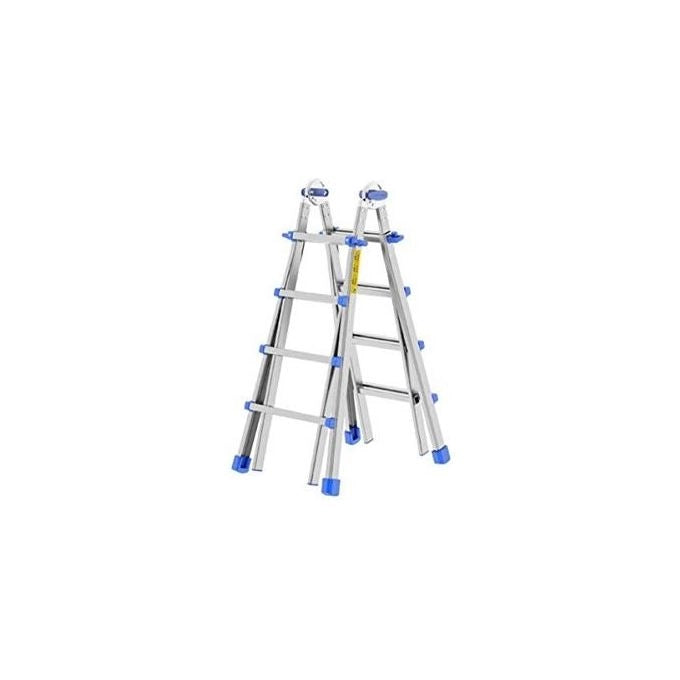 Colombo New Scal EIFFEL 4+4 Scala Telescopica Pieghevole in Alluminio Altezza Max 3.6 m 10 gradini Portata 100 Kg colore Acciaio inox