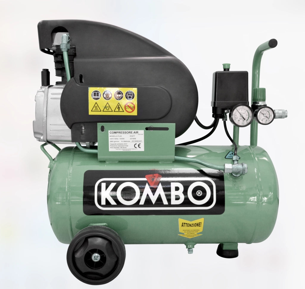 Compressore elettrico 230V-50Hz da 1.5 KW / 2.0 HP serbatoio 24Lt