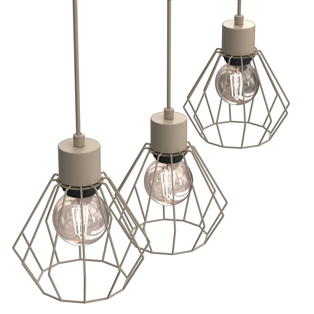Lampada sospesa Parkla 3 luci beige metallo Luminex