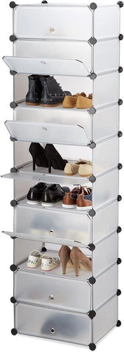 Cassettiera per Scarpe a 10 Livelli con Connettore a Sbattezza Design Spaziale - Dimensioni approssimative 176 x 49 x 37 cm