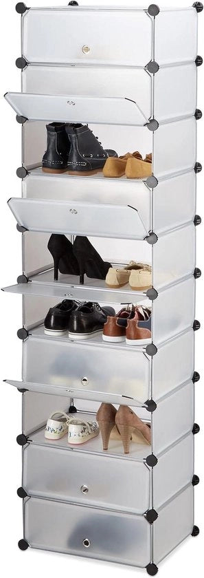Cassettiera per Scarpe a 10 Livelli con Connettore a Sbattezza Design Spaziale - Dimensioni approssimative 176 x 49 x 37 cm