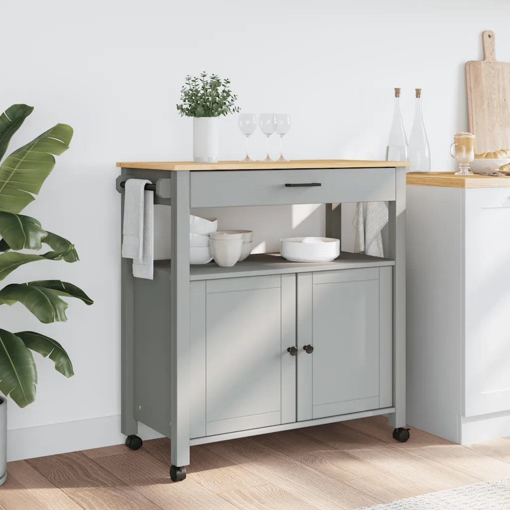 Carrello da Cucina-Scaffale per Cucina MONZA 84x40x88,5 cm in Legno Massello di Pino 670738