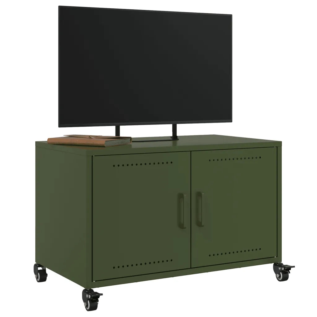 Mobile TV Verde Oliva 68x39x43,5 cm in Acciaio