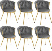 Sedie da Pranzo Girevoli Set di 6, Sedie da Cucina Ergonomiche Imbottite con Gambe in Metallo, Seduta in Velluto per Cucina, Soggiorno, Balcone, Grigio Scuro, EZS84dgr-6