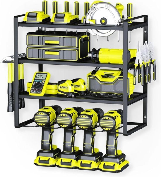 Supporto per strumenti di lavoro - combinato attrezzi e chiave a vite per la conservazione di 4 strumenti elettrici (nero 4P)