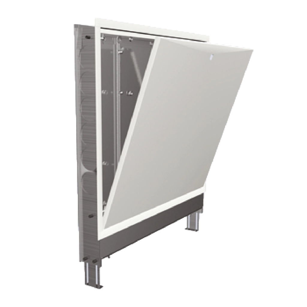 CASSETTA PER COLLETTORI IN LAMIERA ZINCATA PER IMPIANTI A PAVIMENTO E CLASSICI CON RIALZO E PIEDINO - DIM: (LXPXH): 100X11X72 CM  - GFR