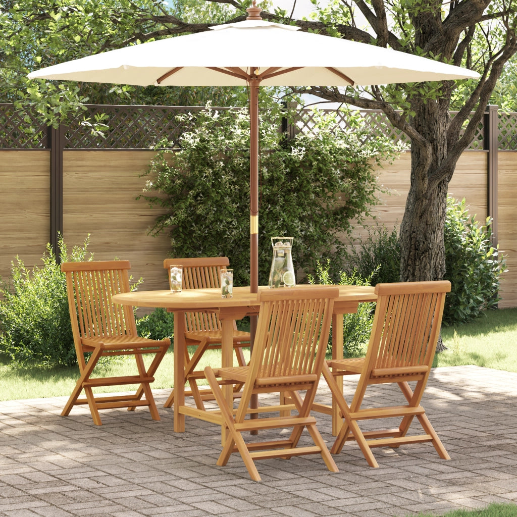 Set da pranzo da giardino a 5 pezzi in legno massello di teak