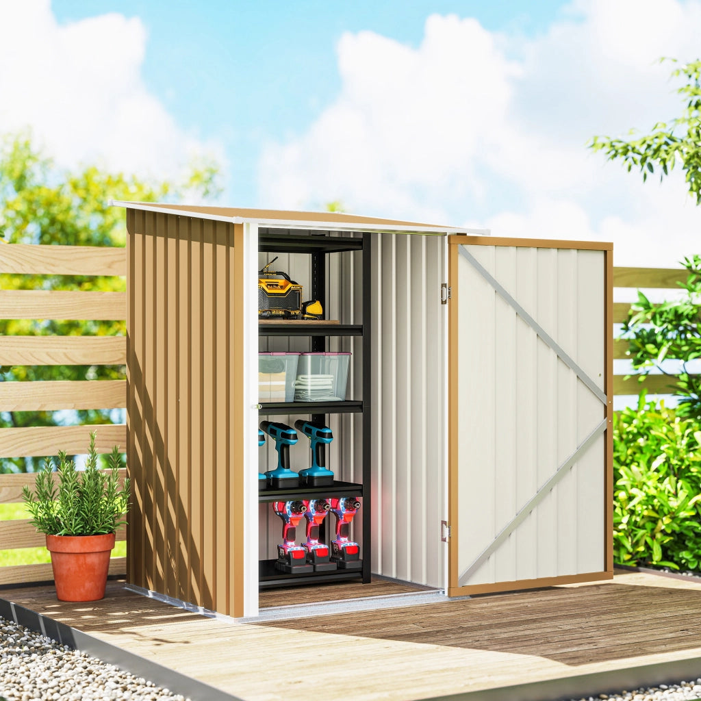 Casetta da Giardino Porta Attrezzi ¨C zephmum ¨C Giallo Acciaio Galvanizzato 100x104x160 cm