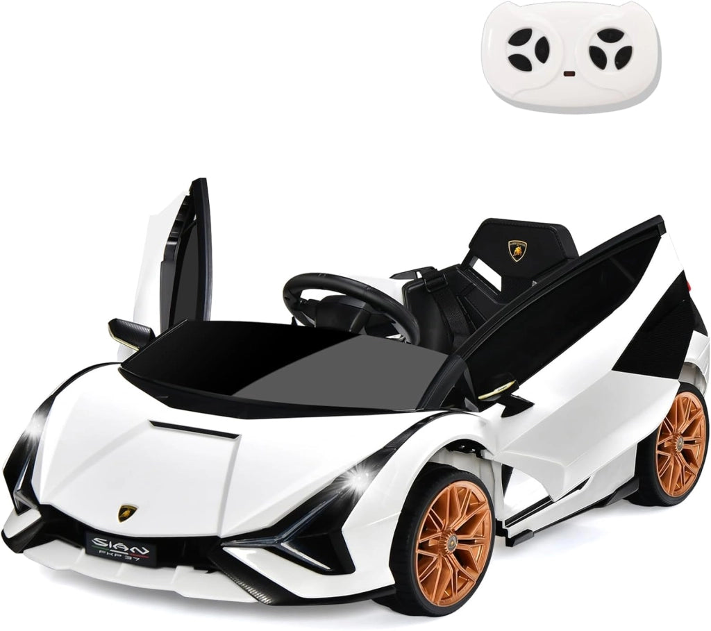 Macchina Elettrica per Bambini Lamborghini SIAN 12V con Telecomando, Auto Elettrico a Pedale e Luci LED, Veicoli con Musica, MP3, Clacson e Radio, Carico 25 kg, 3-8 Anni (Verde)
