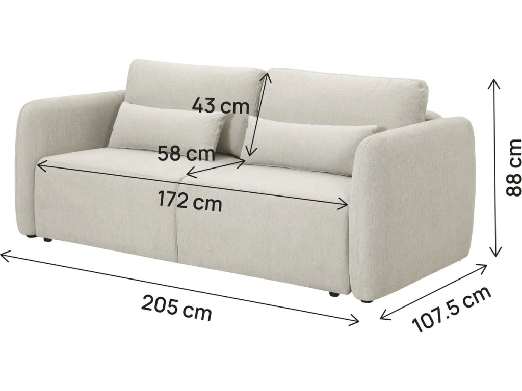 Divano a 3 posti in tessuto "Concorde", trasformabile in letto - Beige