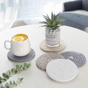Sostegni per bicchieri con holder, sostegni per bicchieri, sostegni per bicchieri, rotondi, a mano, intrecciati con corda di cotone spesso, marrone, 6 pezzi
