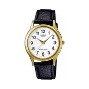 Trade Shop - Orologio Polso Casio Mtp-1093q-7b1 Analogico Uomo Pelle Nera Oro Classico -