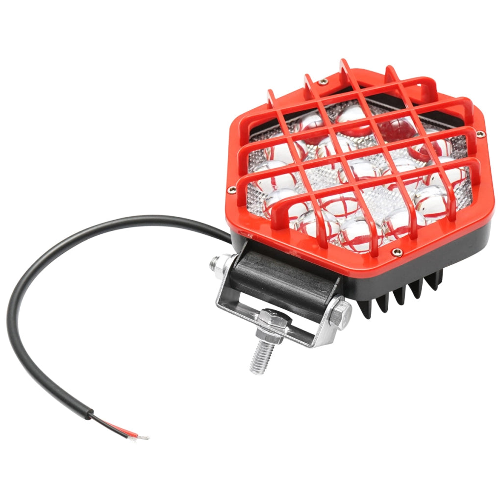 Lampada esagonale con griglia di plastica rossa, 16 LED, DC 10-60V, 48W, angolo 30°