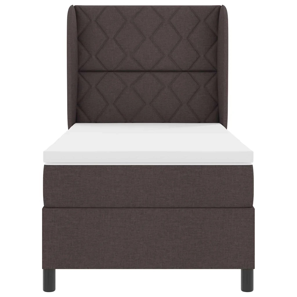Letto a molle con materasso Marrone scuro 90 x 200 cm Tessuto 3340609