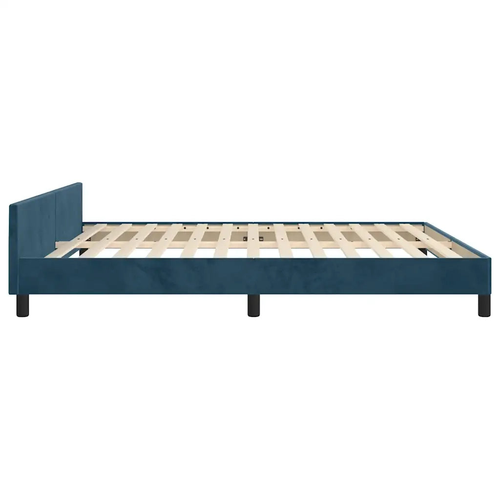Giroletto con Testiera Blu Scuro 180x200 cm in Velluto
