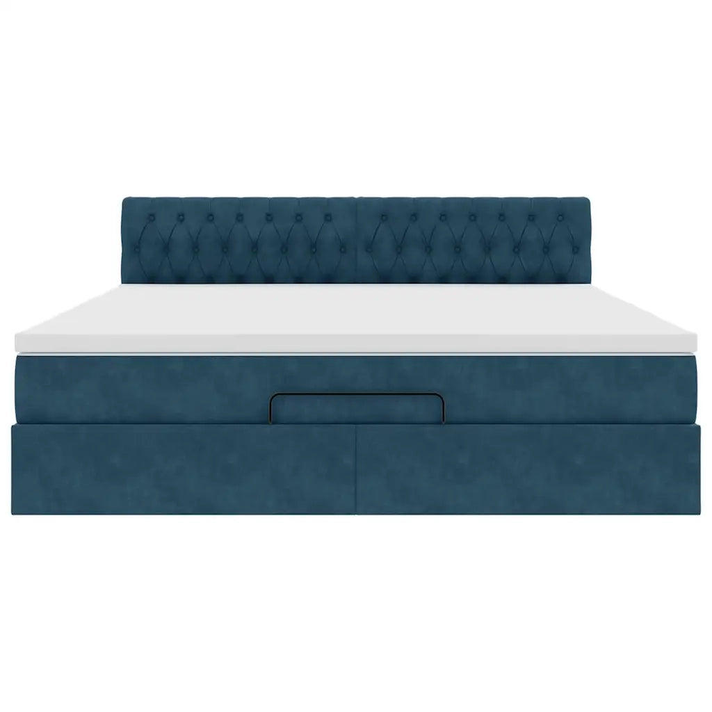 Struttura Letto Pouf con Materasso 160x200 cm in Velluto
